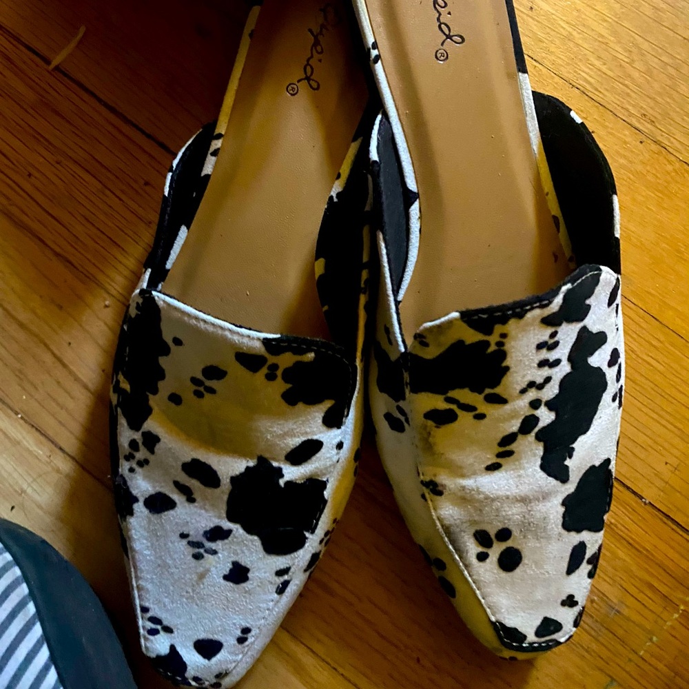 Cow print flats